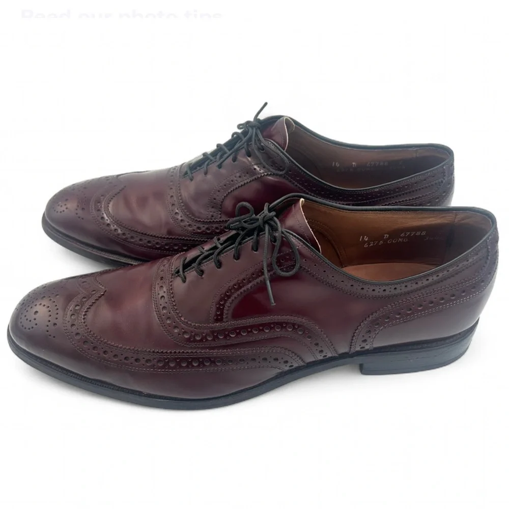 Allen Edmonds McAllister Oxblood Wingtip Oxford 14D USA Leather Dress Shoe